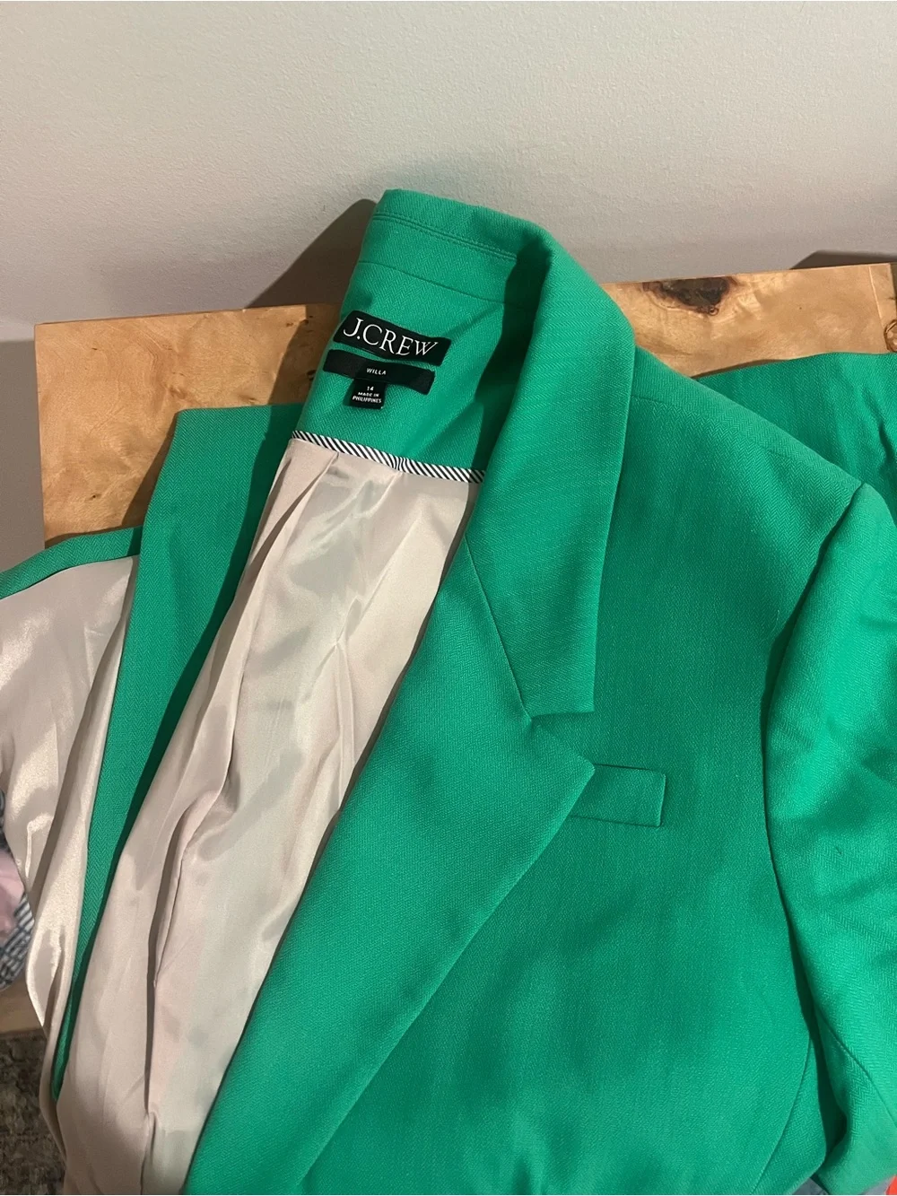 J Crew Willa Emerald Green Italian Blazer